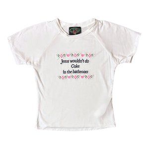 o Mighty Y2K Baby Tee Jesus Coke Graphic